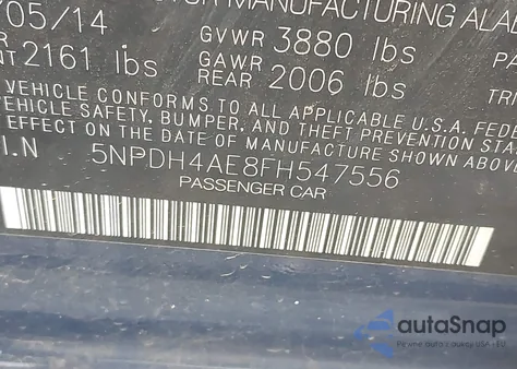 2015 Hyundai Elantra Limited from USA, damaged, VIN 5NPDH4AE8FH547556